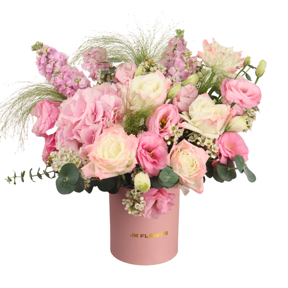 Hazel (Hydrangea, Roses, Mattiola) - Flower Box