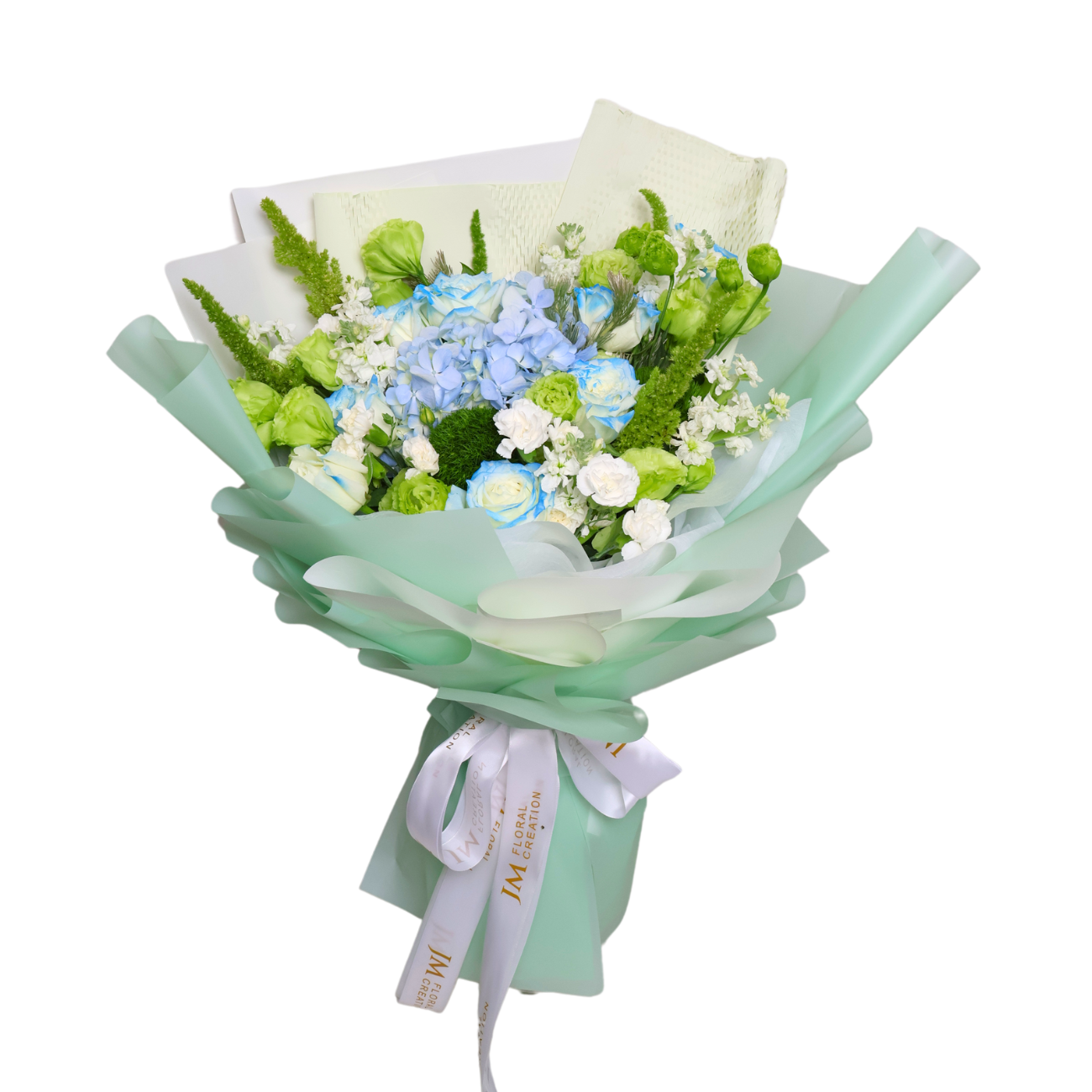 Life. Log Roses Lifelong Guidance (1 Hydrangea, 10 Roses, 5 Mattiola) - Flower Bouquet
