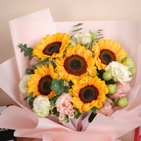 Hushed Affection (5 Sunflower) - Valentine Flower Bouquet