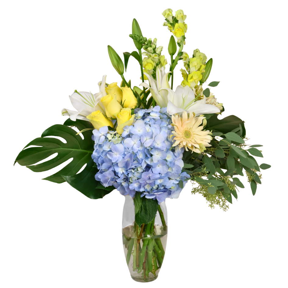 Josie (5 Roses, 1 Hydrangea) - Vase Arrangement