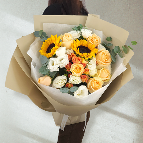 juana Orange Roses & Yellow Sunflower Bouquet Birthday Flower Bouquet Singapore
