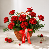 Kaia (10 Roses) - Reflexed Rose Flower Basket