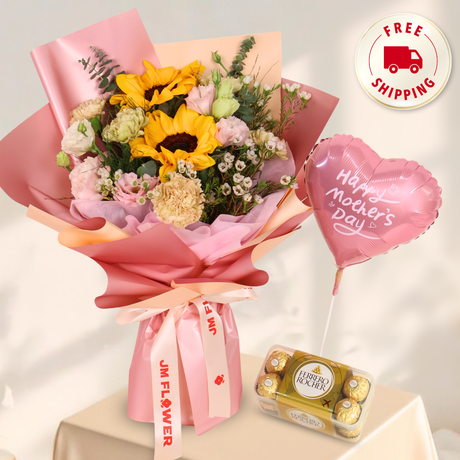 Kind Touch (2 Sunflowers, 5 Carnations) - Mother's Day Bouquet