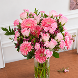 Larissa (8 Roses, 5 Gerberas) - Vase Arrangement
