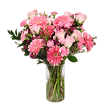 Larissa (8 Roses, 5 Gerberas) - Vase Arrangement