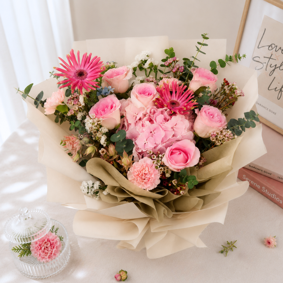 Laurel (Hydrangea, Roses, Gerbera) - Flower Bouquet