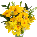 marie Yellow Roses Vase Arrangement Birthday Flower Bouquet Singapore