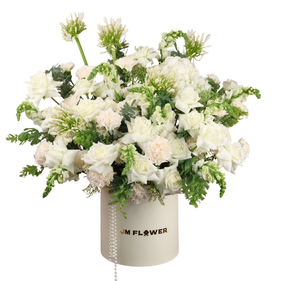 Noelle (Roses, Hydrangeas) - Reflexed Rose Luxe Flower Box