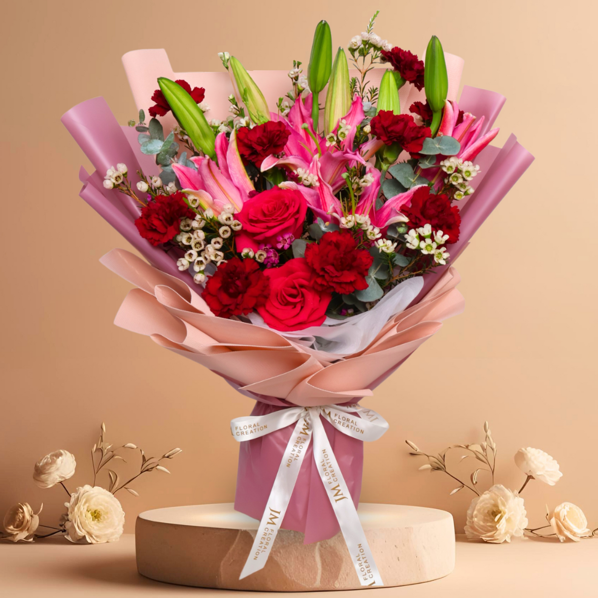 Nurturing Delights (Lily, Roses, Carnation) - Mother's Day Bouquet