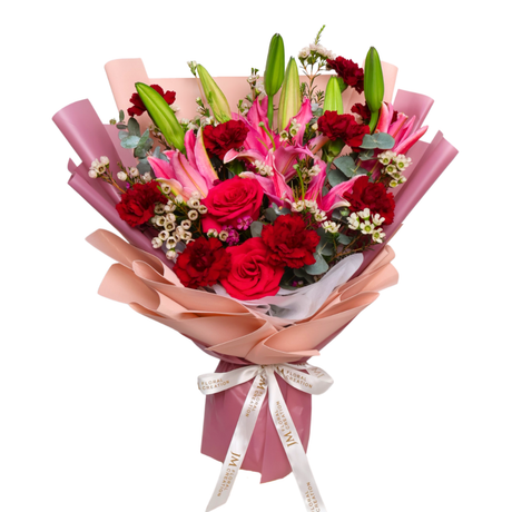 Nurturing Delights (Lily, Rose) - Valentine Flower Bouquet