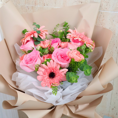 Ophelia (5 Roses, 3 Gerbera) - Flower Bouquet