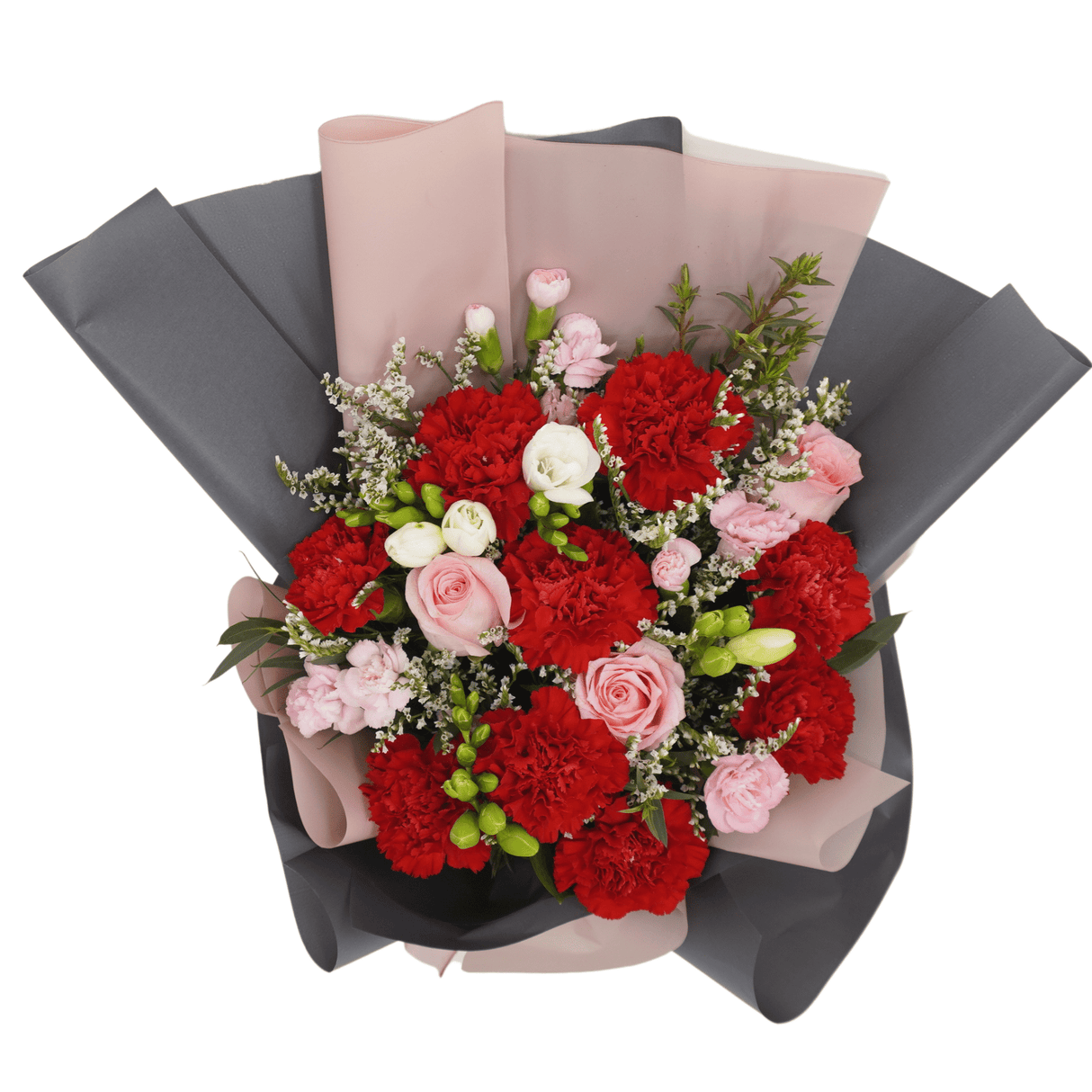 Pamper Joy (3 Freesia, 9 Carnations) - Flower Bouquet