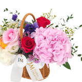 paulina Roses & Hydrangeas Korean-Style Basket Arrangement Birthday Flower Bouquet Singapore