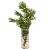 Red flower bouquet in pink basket.