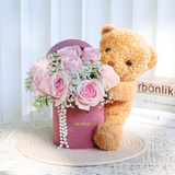 Pink Bliss (8 Roses, Baby's Breath) - Table Flower Arrangement