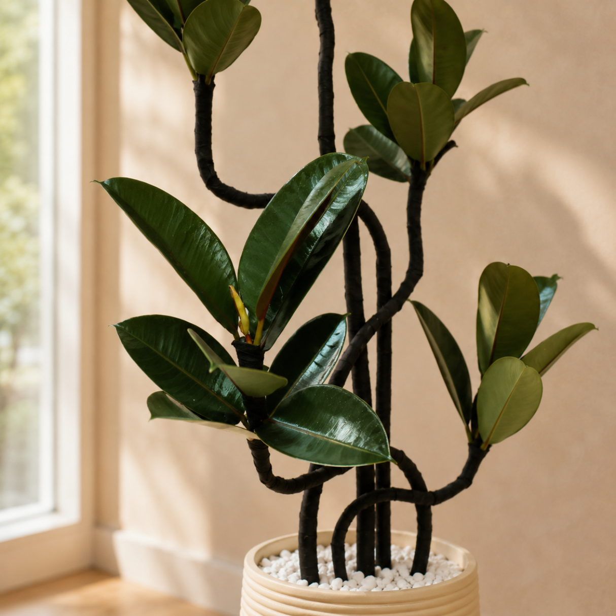 Ficus Elastica (Rubber Plant) in Ceramic Pot