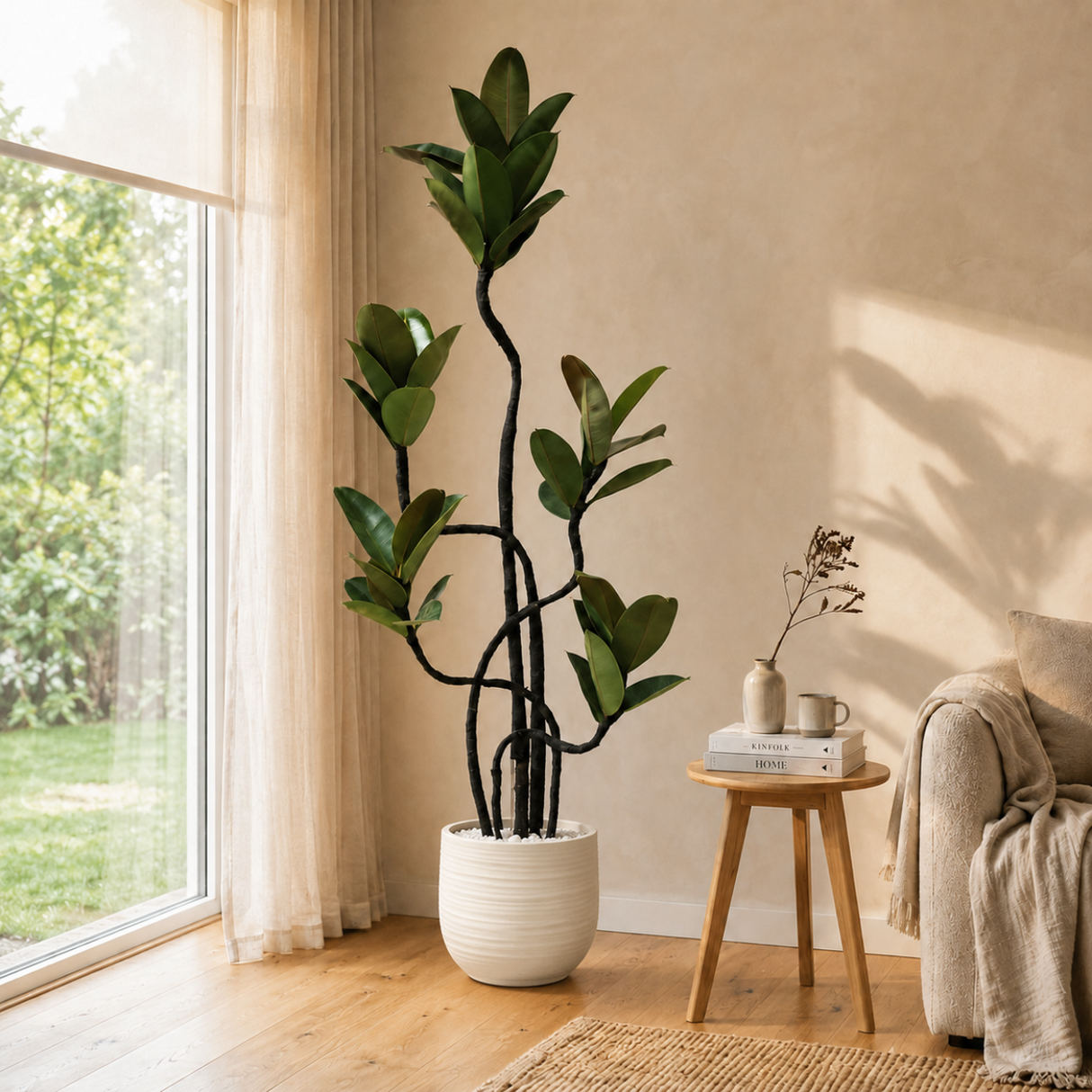 Ficus Elastica (Rubber Plant) in Ceramic Pot