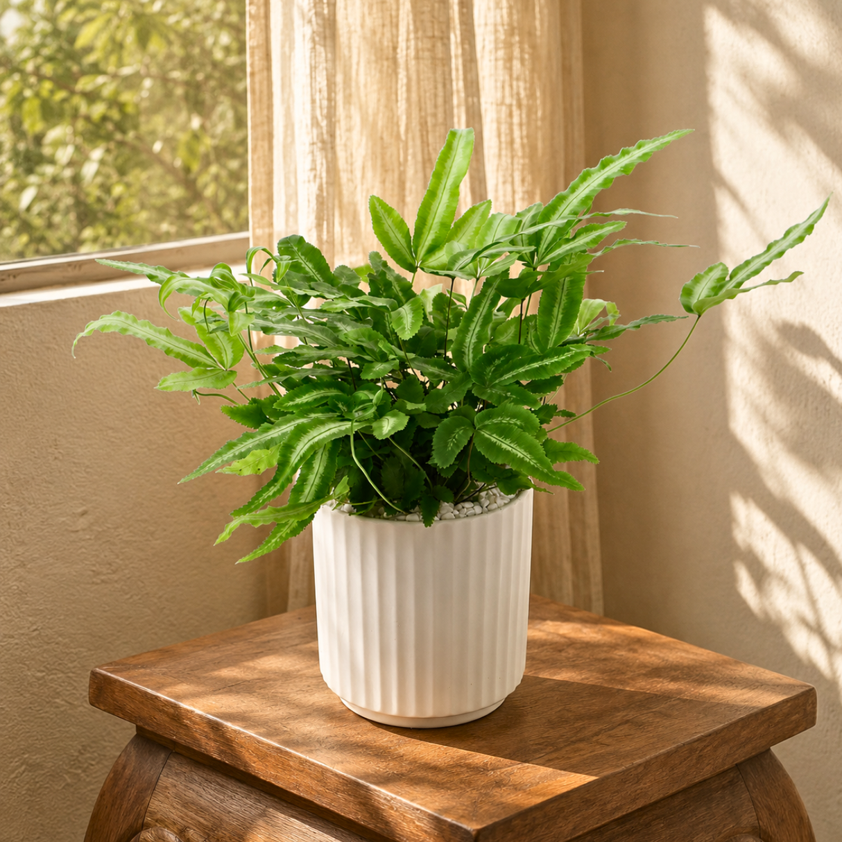 Pteris (Silver Ribbon Fern) in Ceramic Pot