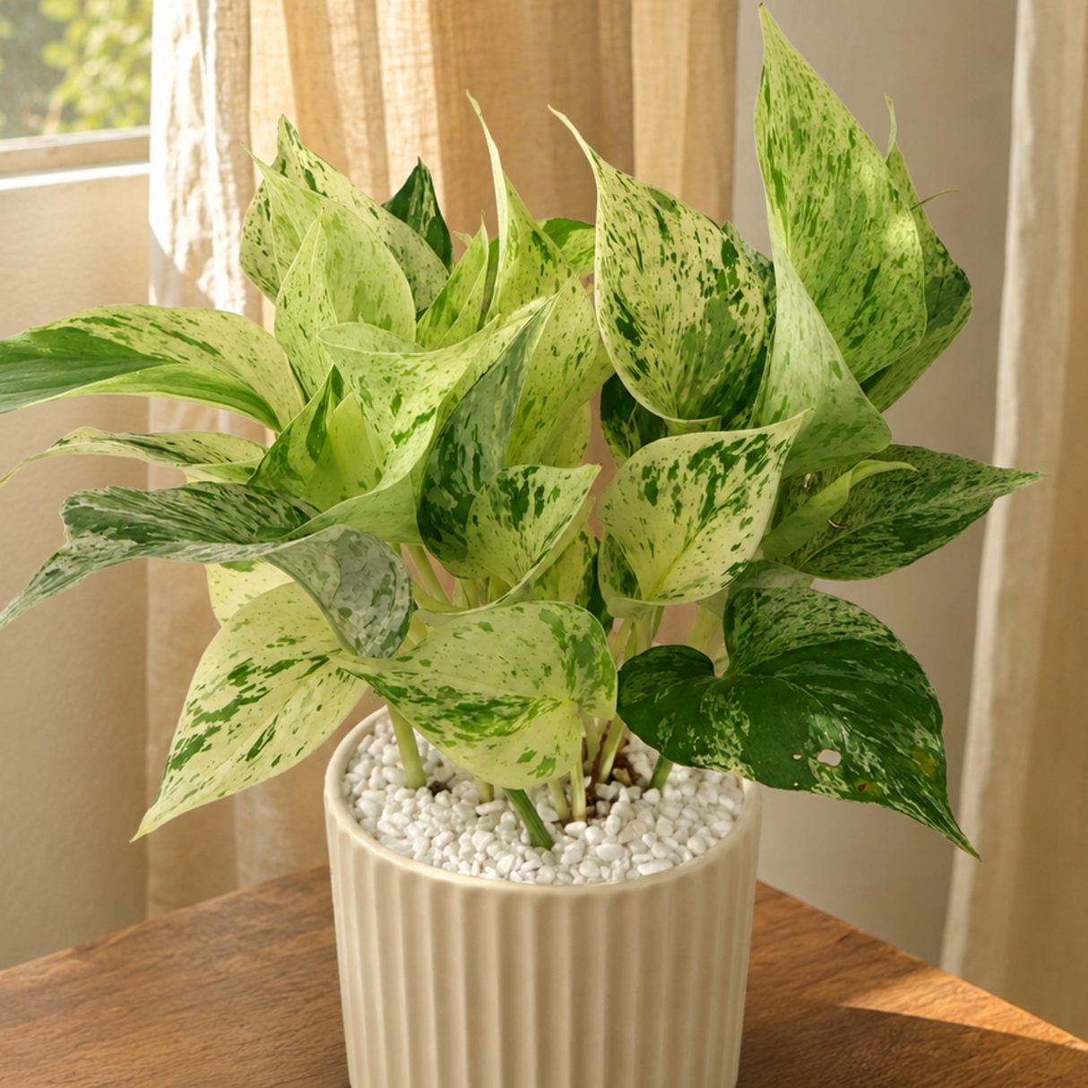 Money Plant (Variegated) in Ceramic Pot (30cm)