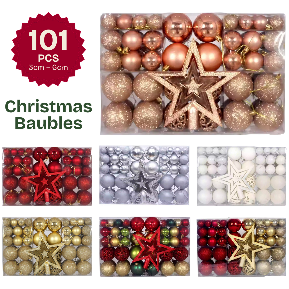 Premium Christmas Baubles Set (101pc)