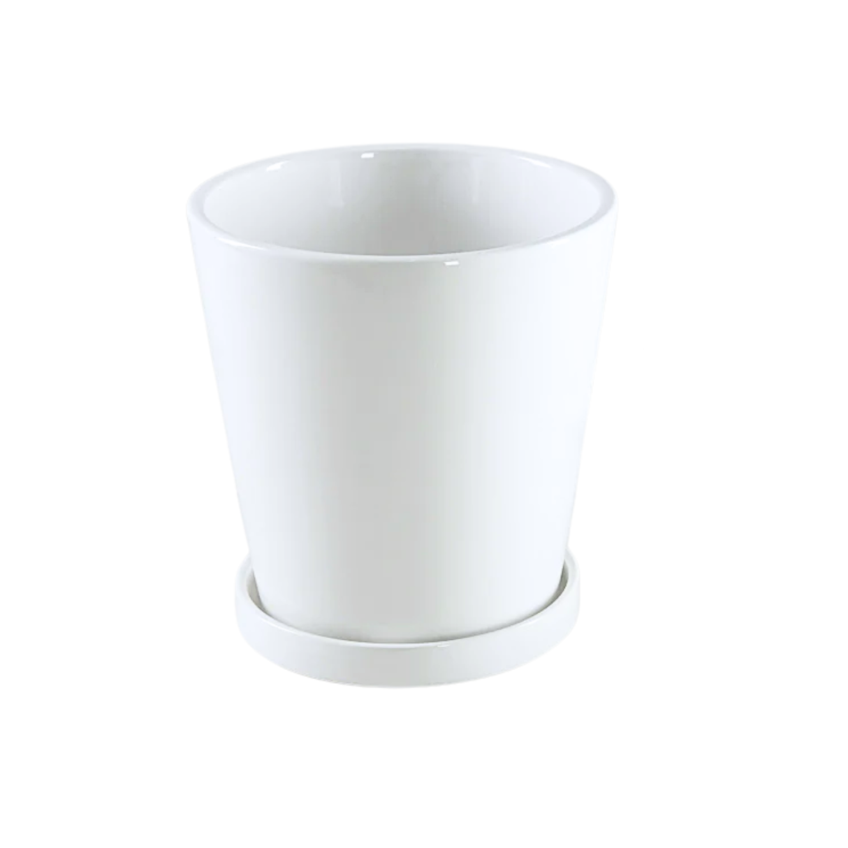 White Ceramic Pot with Saucer