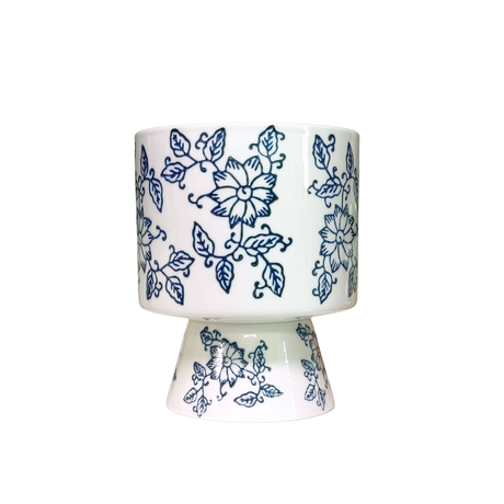 Floral Embossed Ceramic Pot
