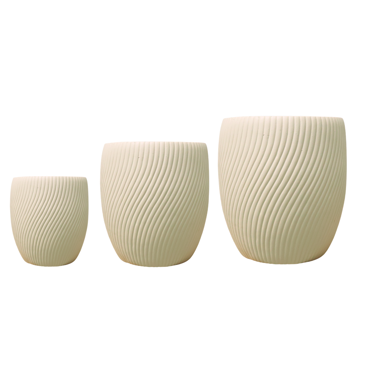 Beige Waveline Ceramic Pot