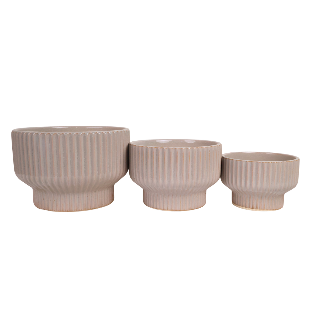 Beige Ridge Ceramic Pot