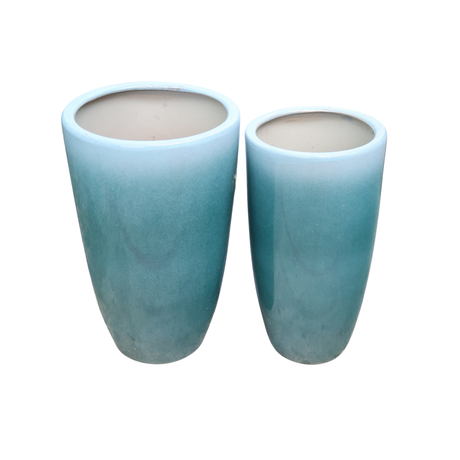 Aqua Tall Blue Ceramic Pot