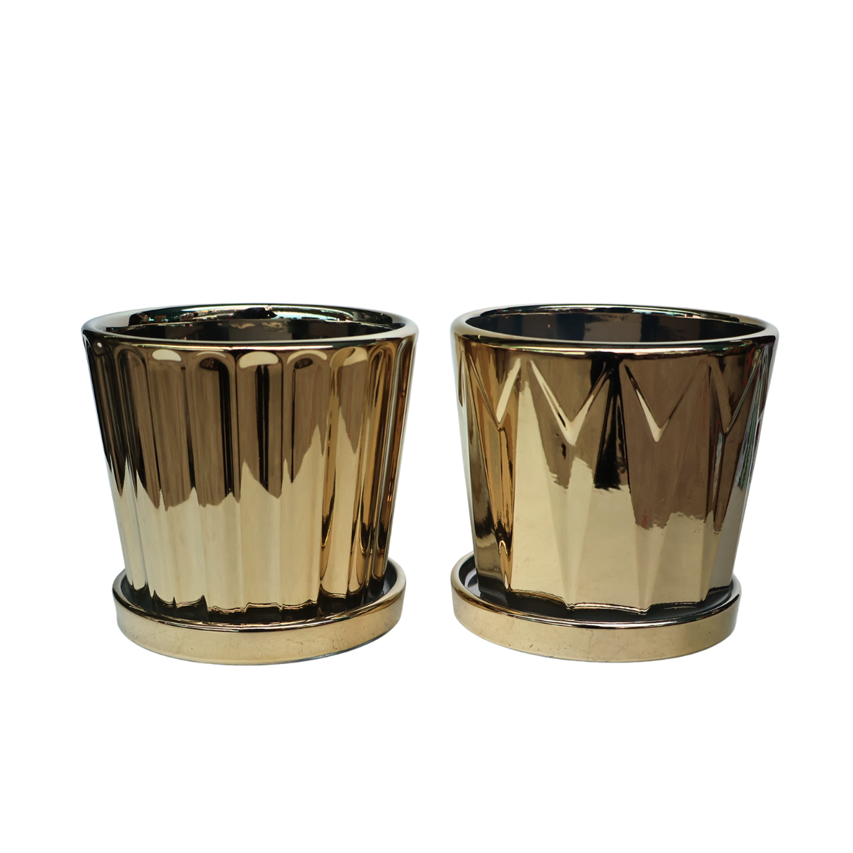 Geometric Gold Ceramic Pot