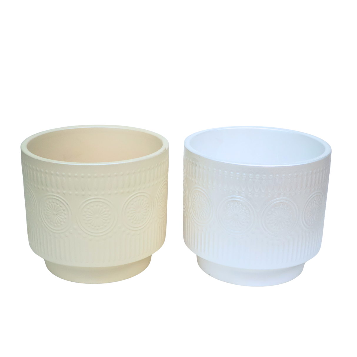 Embossed Daisy Ceramic Pot