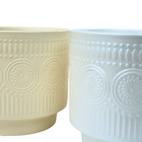 Embossed Daisy Ceramic Pot