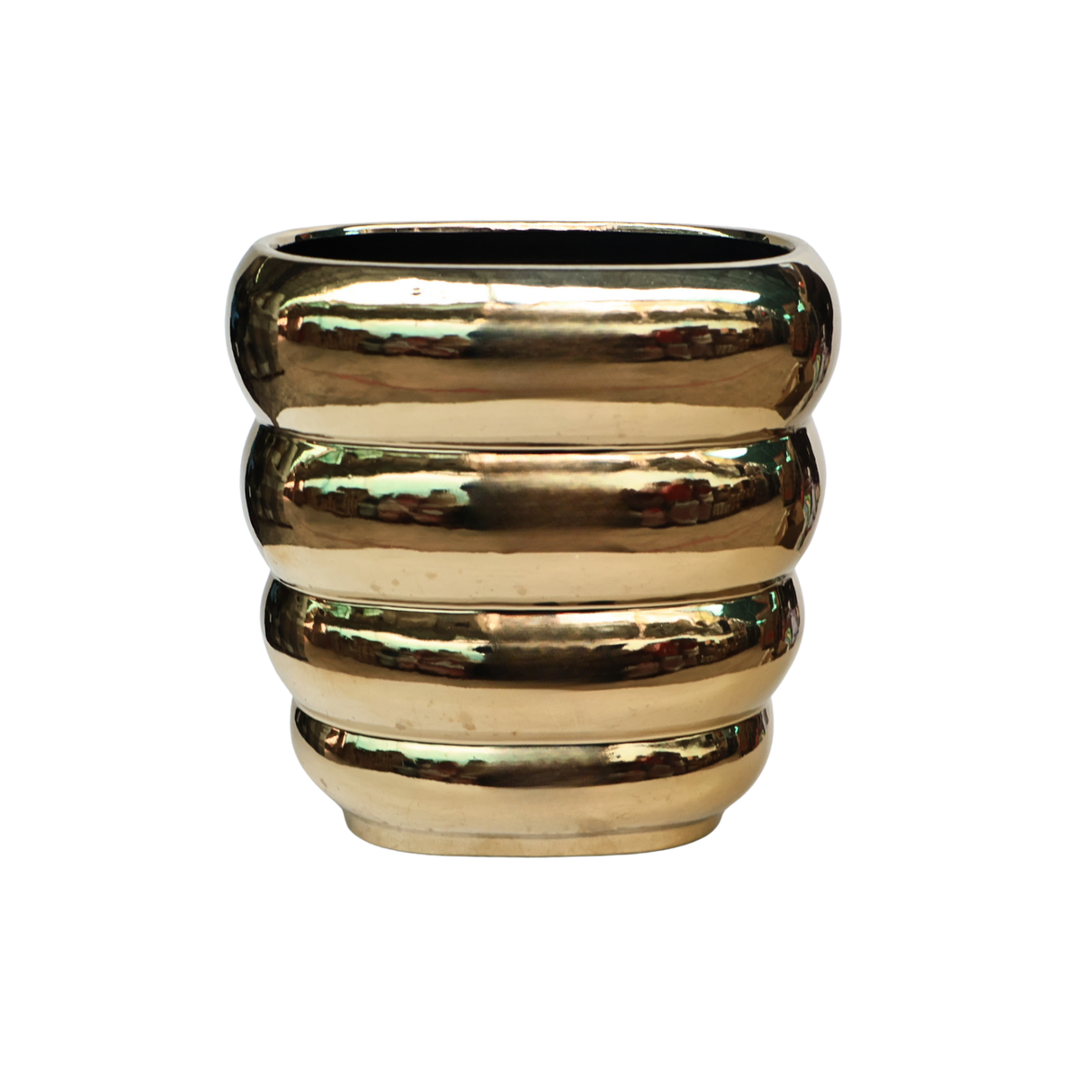 Curvy Metallic Ceramic Pot