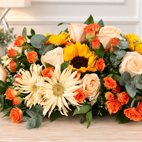 Golden Serenity (Sunflower, Rose) - Table Arrangement