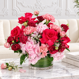 Crimson Love (Roses, Hydrangea) - Table Arrangement