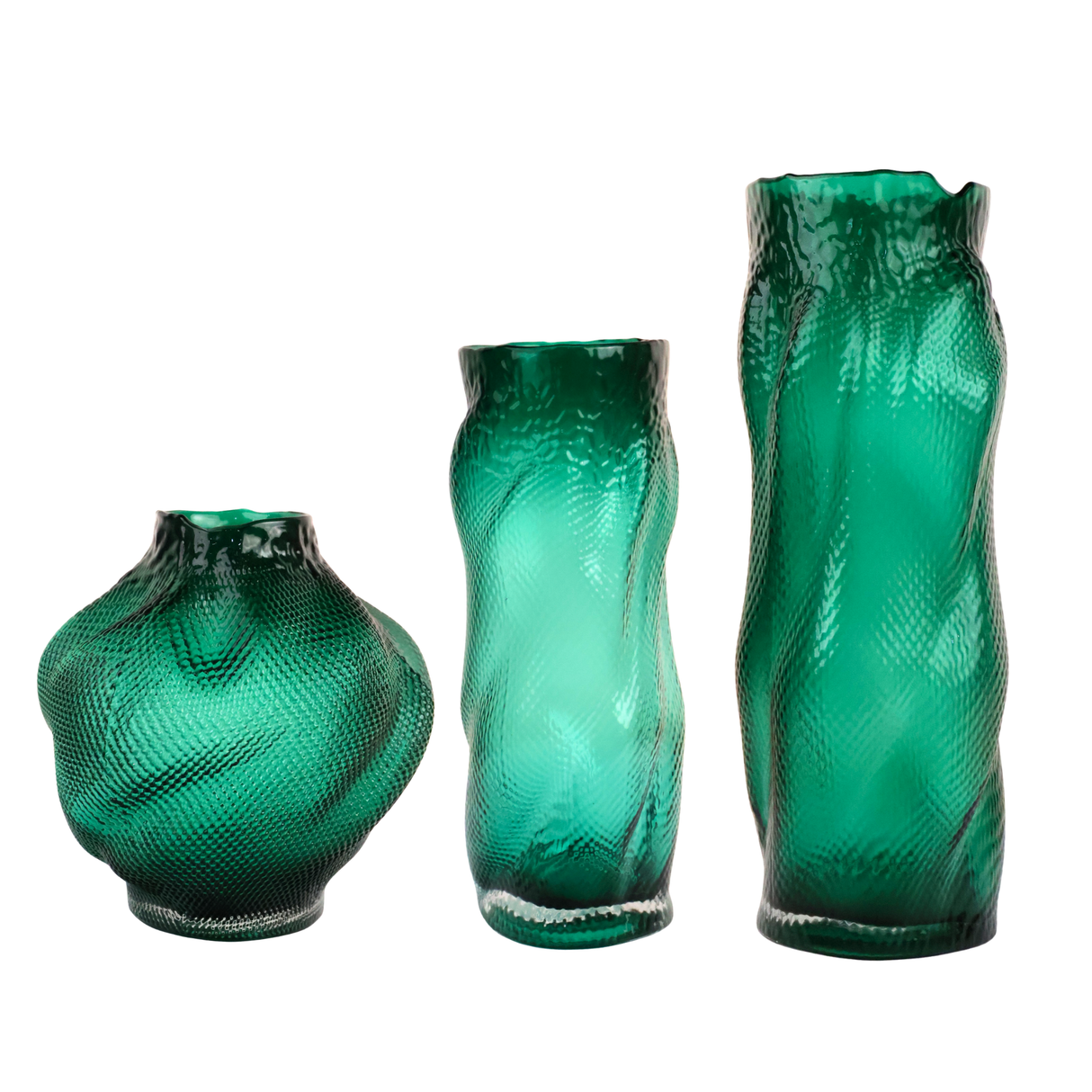 Emerald Wave Glass Vase
