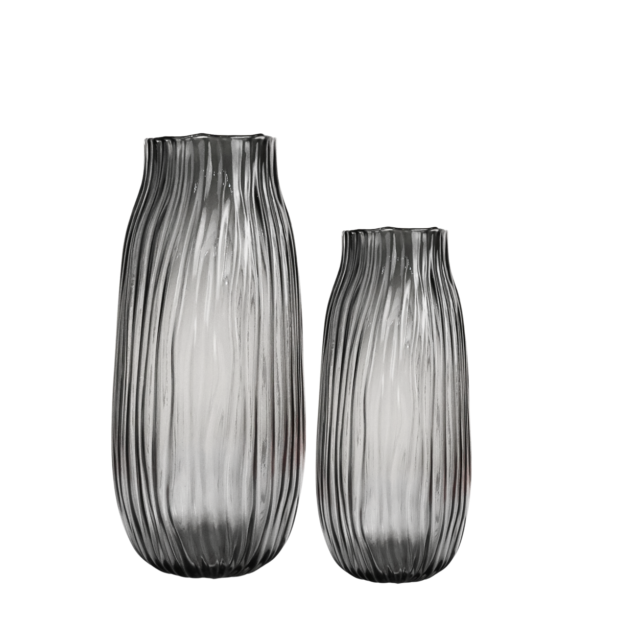 Glass Grey Ripple Vase