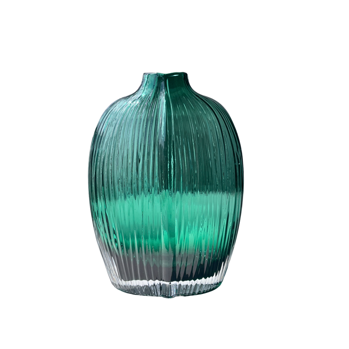 Ribbed Green Glass Vase