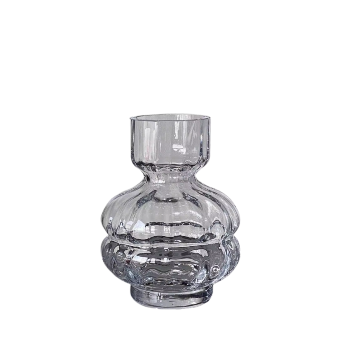 Ribbed Grey Glass Vase