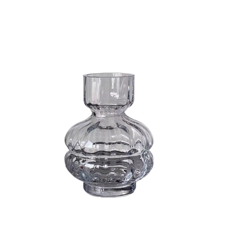 Ribbed Grey Glass Vase