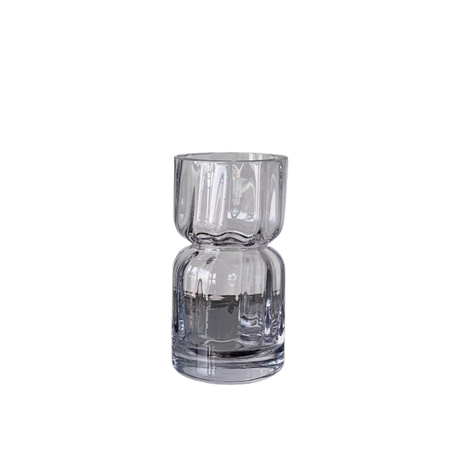 Ribbed Grey Glass Vase