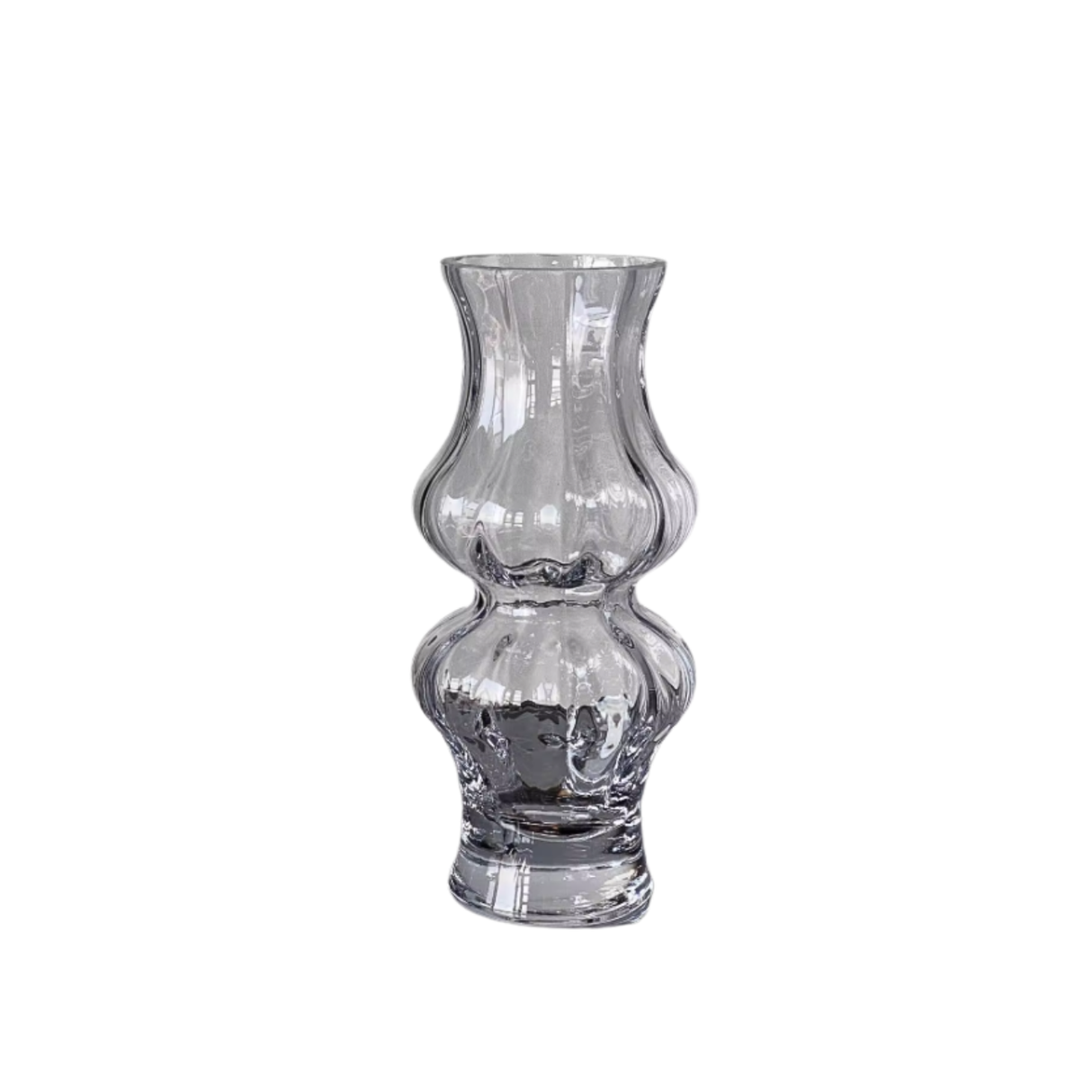 Ribbed Grey Glass Vase