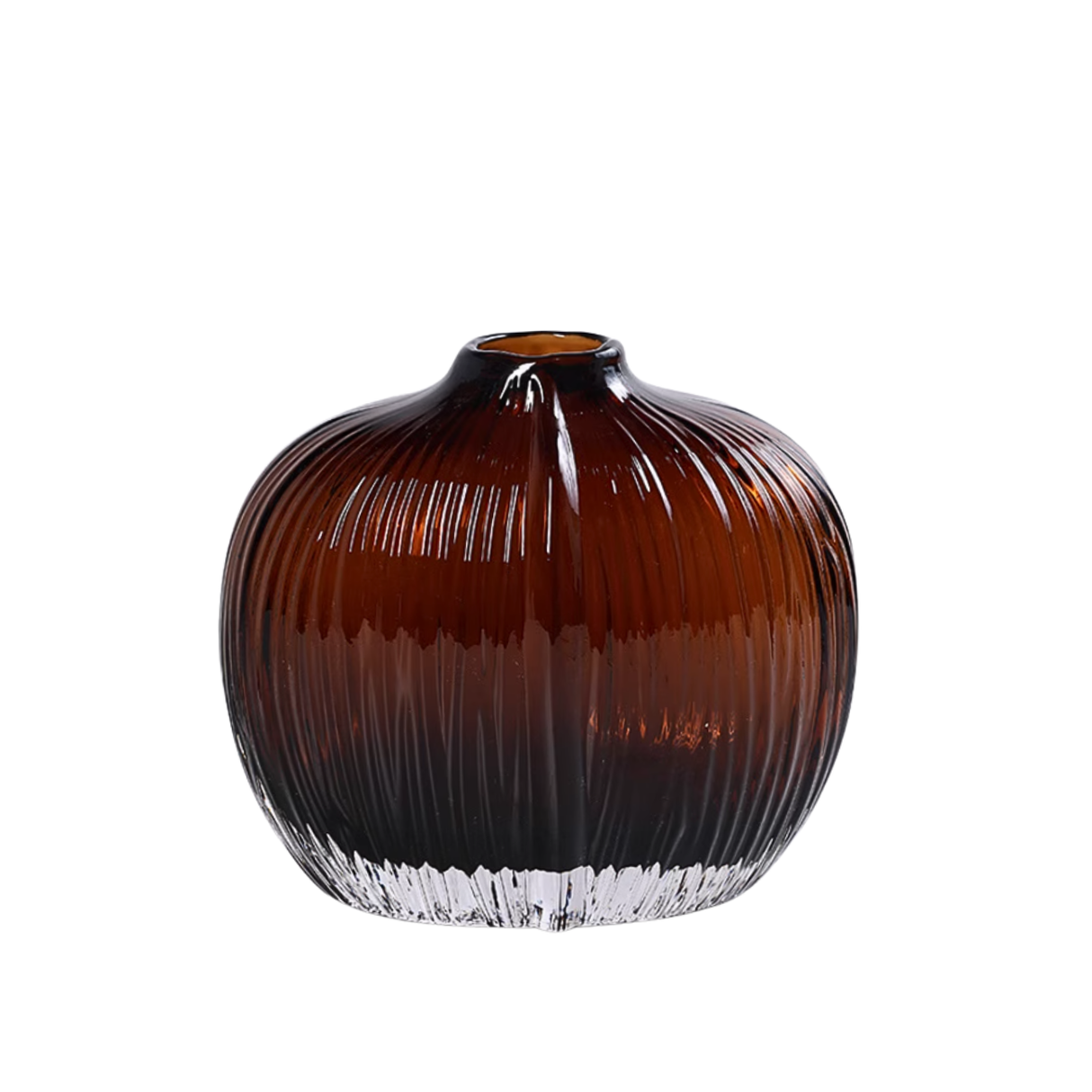 Ribbed Brown Glass Vase