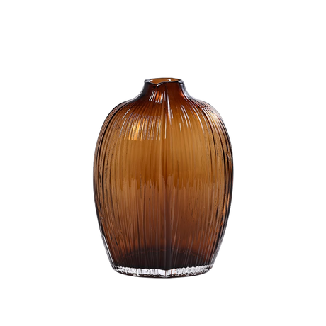 Ribbed Brown Glass Vase