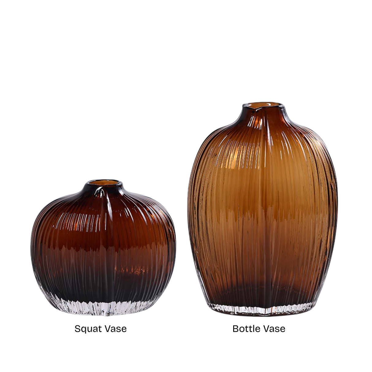 Ribbed Brown Glass Vase