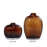 Ribbed Brown Glass Vase