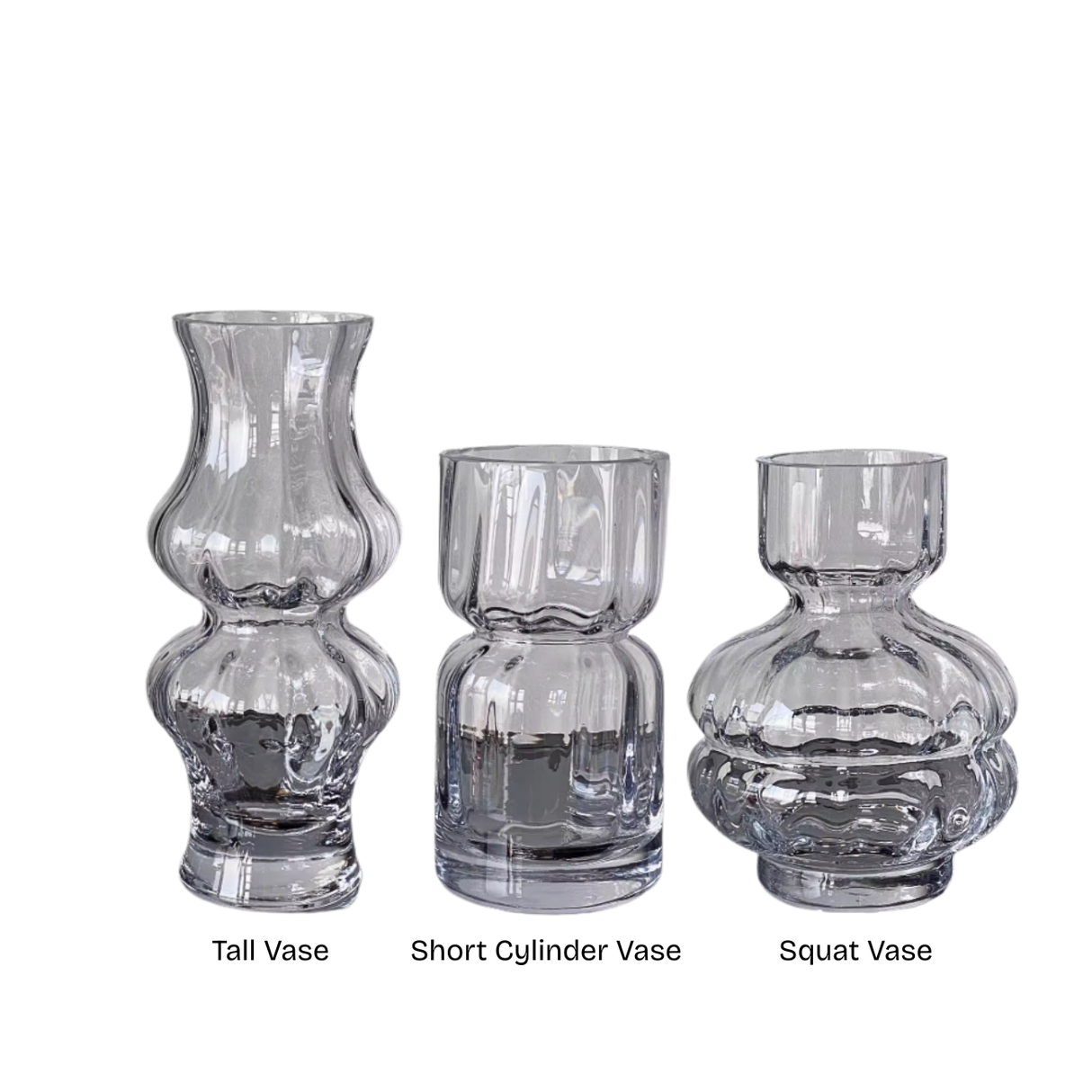 Ribbed Grey Glass Vase