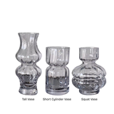 Ribbed Grey Glass Vase