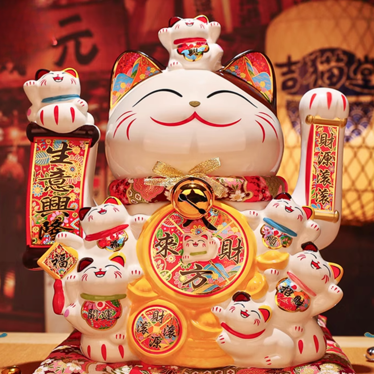 Giant Fortune Cat 八方来财 - Congratulatory Figurine