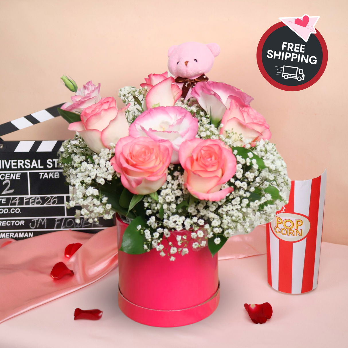 Rosy Elegance (5 Roses) - Valentine Table Flower